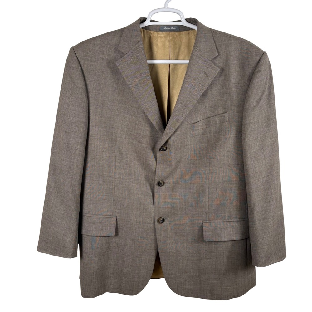 Oscar de la Renta Blazer Mens 48R Brown Wool Two Button Sport Coat Professional